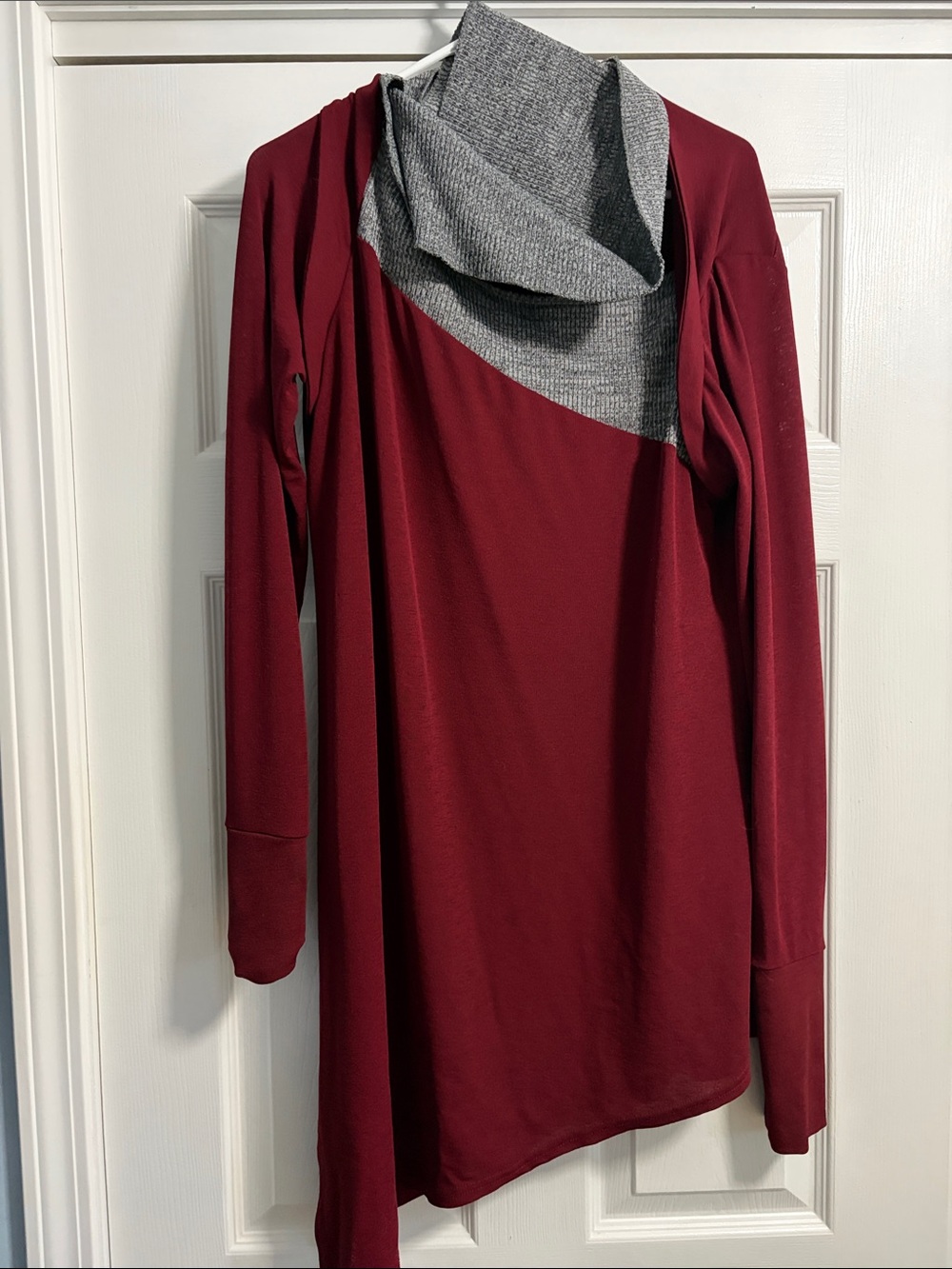 Rosegal Burgundy Tunic with Gray Cowl Neck